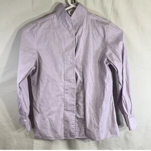 Orvis Womens Wrinkle Free Cotton Button Up Long Sleeve Shirt Size 12 Lavender